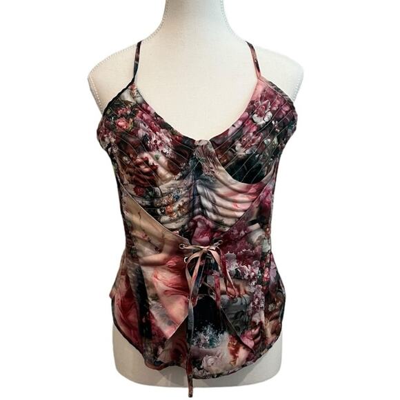 PrettyLittleThing Tops - Pretty Little Thing Top Women 8 Rose Renaissance Strappy Quilt Detail Corset